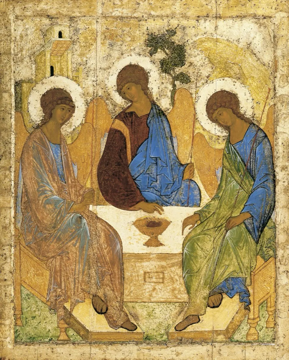 The Holy Trinity (Hospitality of Abraham), icon by St Andrei Rublev, c. 1410